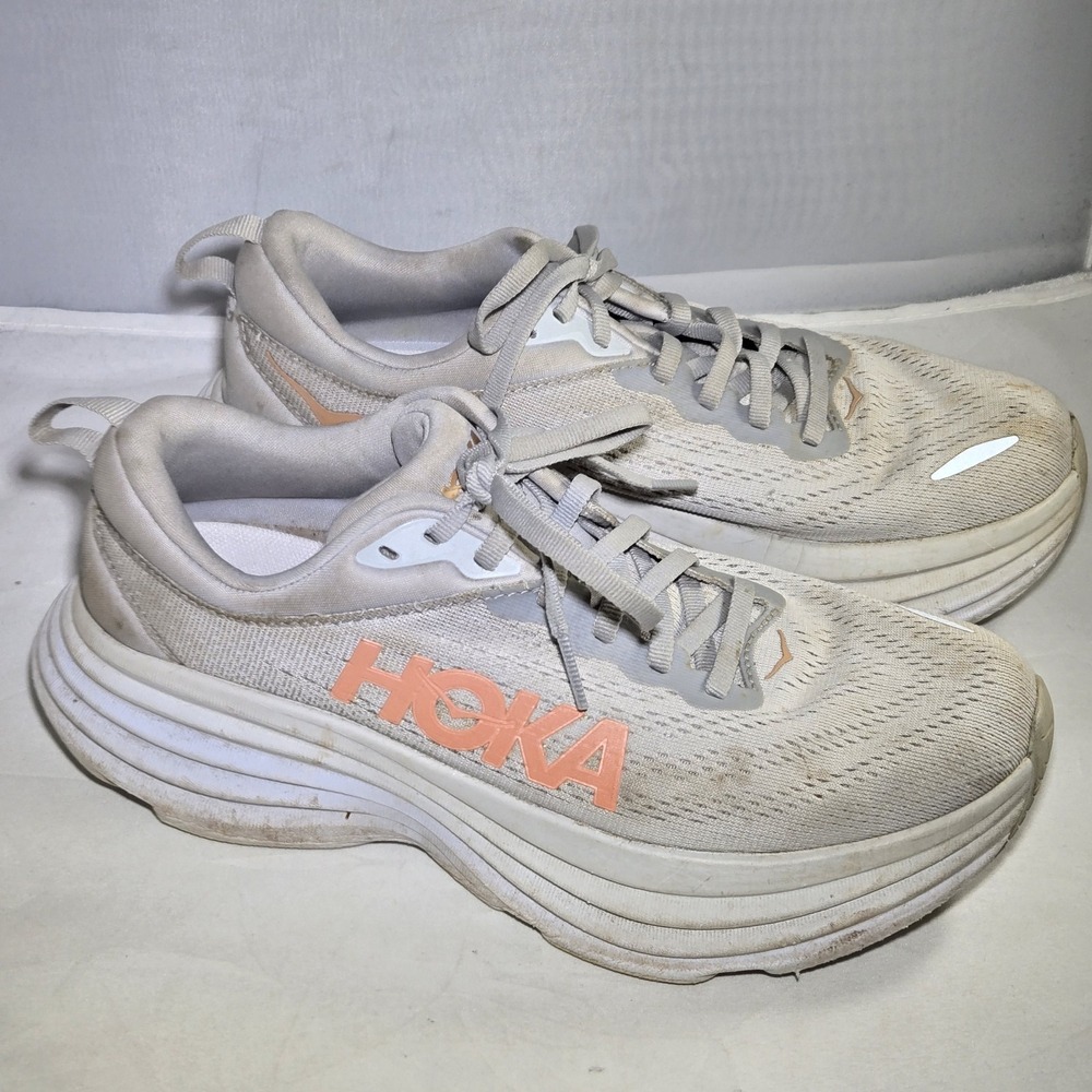 Hoka One One Bondi 8 Womens Sz 7B Shoes Gray Running Walking Gym Sneakers